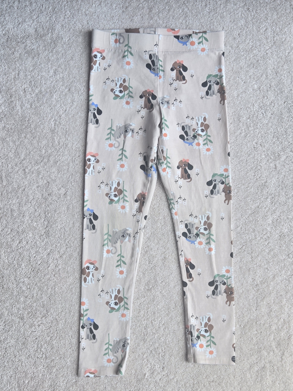 H&M Beige Leggings with Playful Dog Print